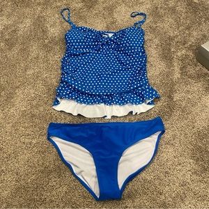 Two piece marina west blue polka-dot swimsuit, size XL
